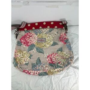 Cath Kidston Crossbody Bag Floral Hydrangea Polka Dot Red Convertible Strap